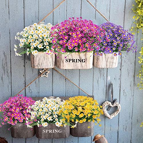 TEMCHY 8 Bundles Artificial Fushia Daisies for Decor