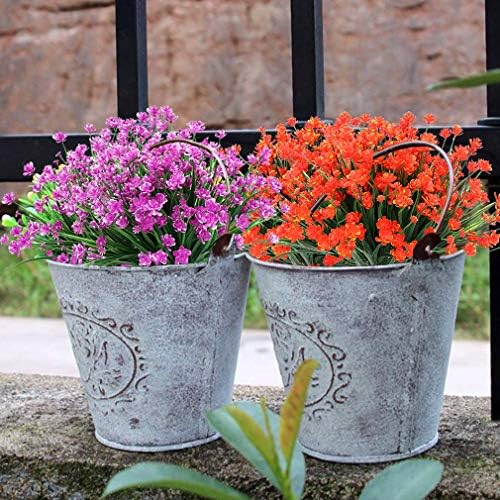 ArtBloom 8 Bundles UV Resistant Artificial Flowers Orange Red