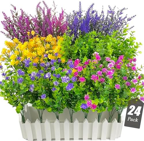 24 Bundle Artificial Flowers for Outdoor and Indoor Use