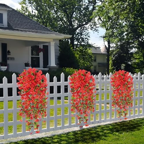 Red Hanging Artificial Flowers for Outdoor Spring Decoration