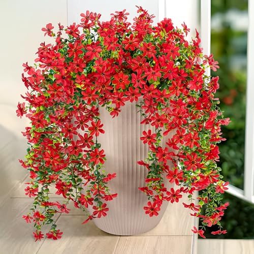 Red Hanging Artificial Flowers for Outdoor Spring Decoration