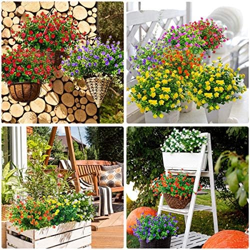 DRT DERUITAI Artificial Flowers Outdoor - 20 Bundles UV Resistant