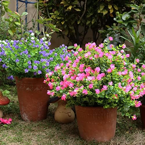 YIBUKIY Artificial Flowers 20 Bundles UV Resistant Fake Pink
