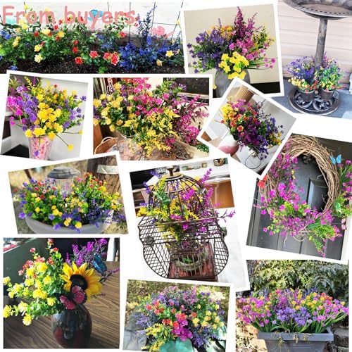 Yastouay 18-Bundle Artificial Flowers for Outdoor Decor