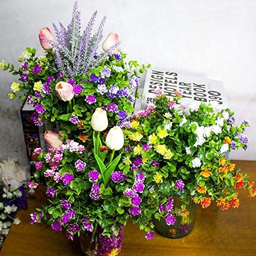 YOSICHY Artificial Flowers 6 Bundles Pink UV Resistant
