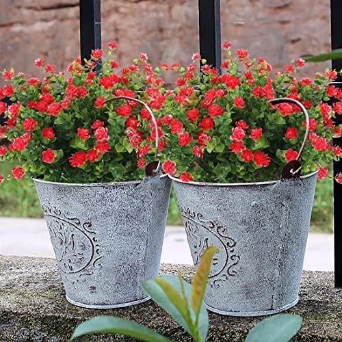RECUTMS 12 Bundles Artificial Eucalyptus Flowers Red