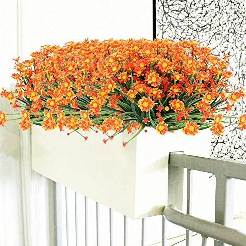 8 Bundles Artificial Daisies Flowers UV Resistant Decor