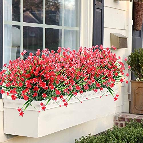 TEMCHY Artificial Daffodils Flowers 8 Bundles Red