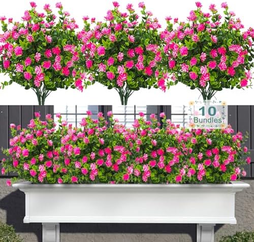 Satefello 10 Bundles Artificial Flowers for Outdoor Decor