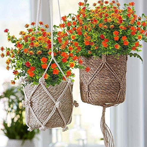ZWYOQI 8pcs Artificial Orange Flowers UV Resistant Decor