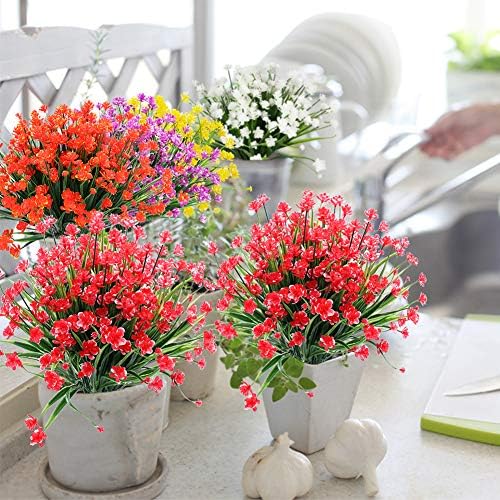 TEMCHY Artificial Daffodils Flowers 8 Bundles Red