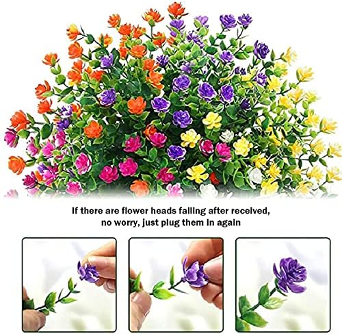 Satefello 10 Bundles Artificial Flowers for Outdoor Decor