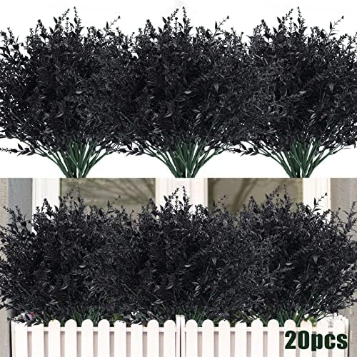 RECUTMS Artificial Lavender Flowers 20 Bundles Black Decor