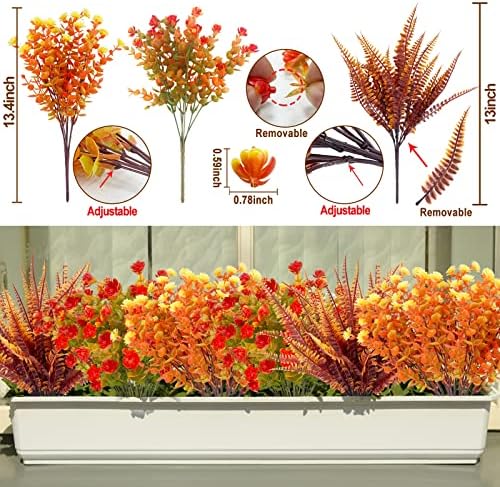 TURNMEON 12 Bundle Artificial Fall Flowers UV Resistant 1