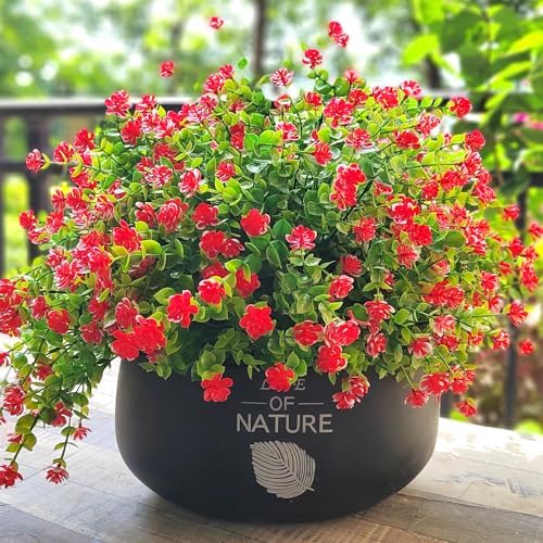 12 Bundles Artificial Flowers for Outdoor Use