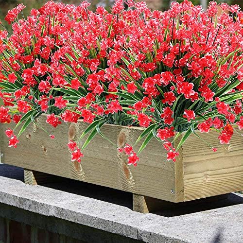 TEMCHY Artificial Daffodils Flowers 8 Bundles Red
