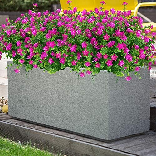 KLEMOO Artificial Flowers 4 Pack Fushia UV Resistant