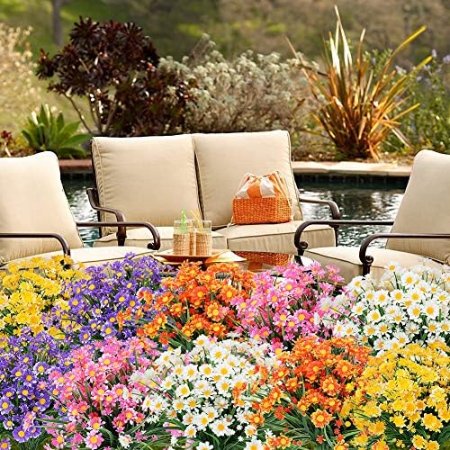 ArtBloom 6 Bundles Artificial Daisies UV Resistant