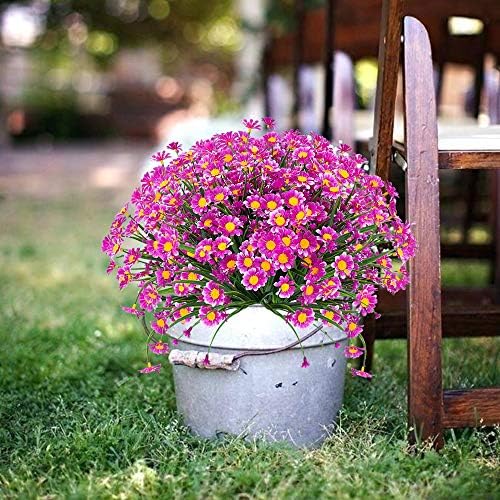 TEMCHY 8 Bundles Artificial Fushia Daisies for Decor