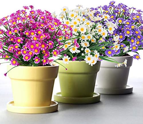 6 Bundles Artificial Daisies Fuchsia UV Resistant