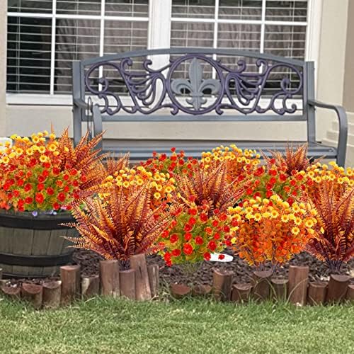 TURNMEON 12 Bundle Artificial Fall Flowers UV Resistant 1