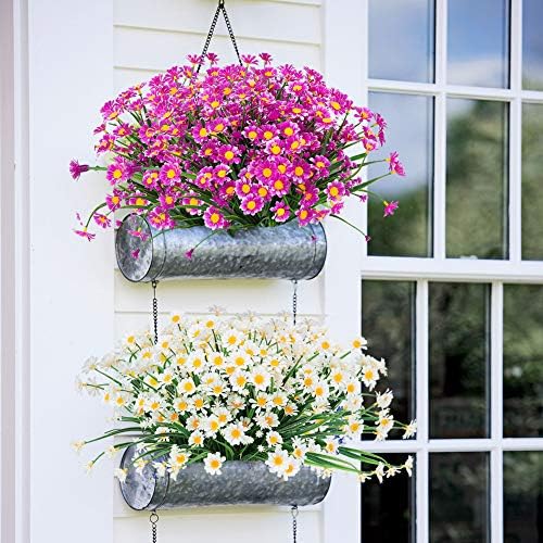 6 Bundles Artificial Daisies Fuchsia UV Resistant