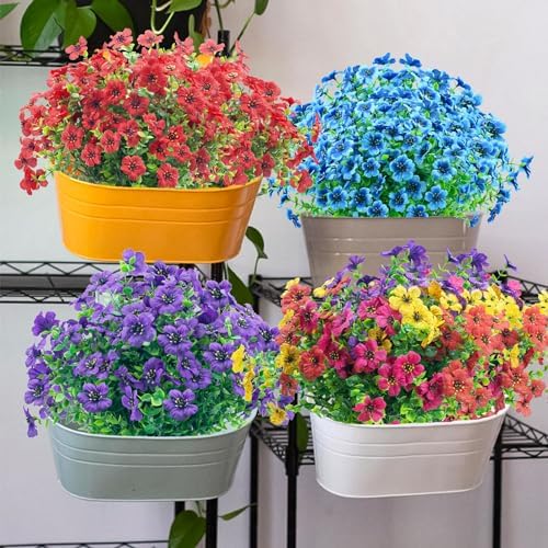 NOV FIRE Artificial Flowers 20 Bundles UV Resistant Pink Decor