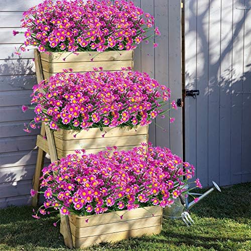 6 Bundles Artificial Daisies Fuchsia UV Resistant