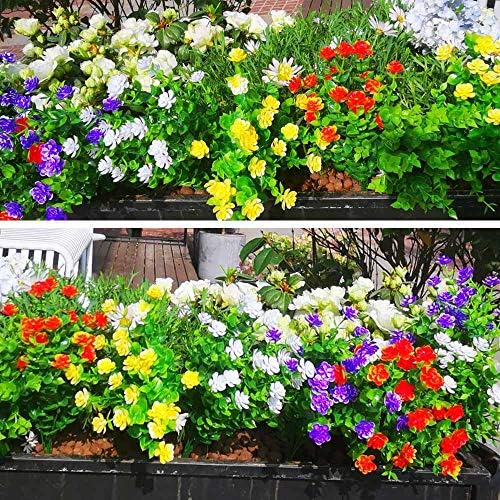 12 Pcs Artificial Flowers UV Resistant for Outdoor Wedding Bouquets