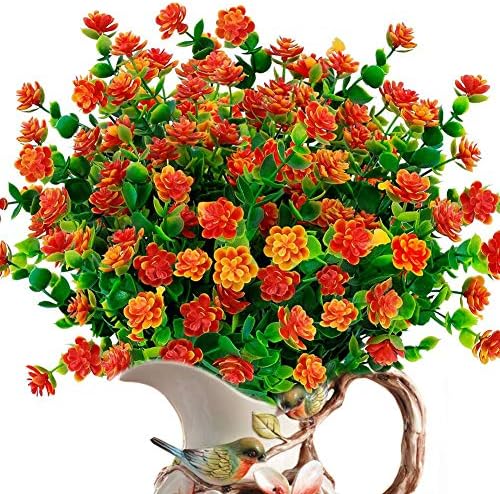 ZWYOQI 8pcs Artificial Orange Flowers UV Resistant Decor