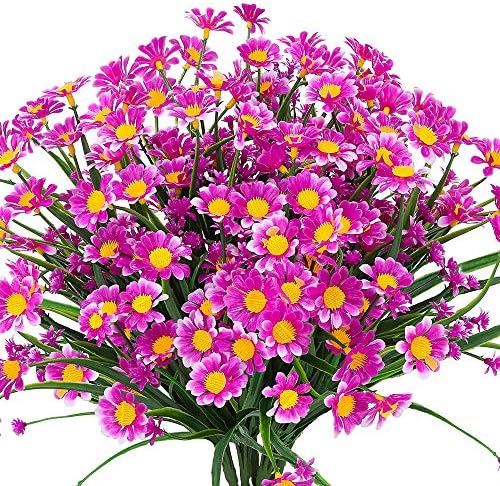 6 Bundles Artificial Daisies Fuchsia UV Resistant