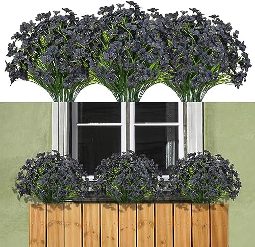 15 Bundle Artificial Orchids UV Resistant Outdoor Decor Black