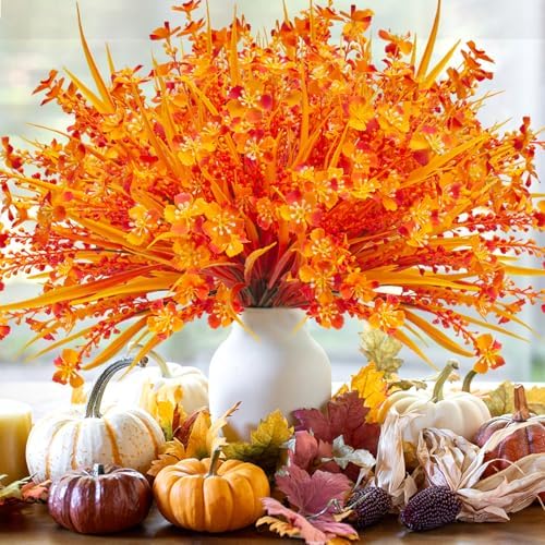12 Bundles Artificial Fall Flowers UV Resistant