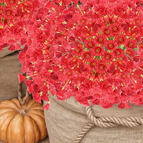 ZEOSTARO Artificial Flowers 12 Bundles Deep Red
