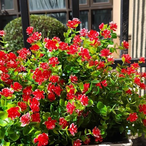 12 Bundles Artificial Flowers for Outdoor Use