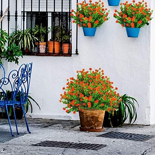ZWYOQI 8pcs Artificial Orange Flowers UV Resistant Decor