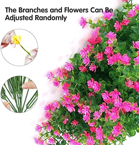 YIBUKIY Artificial Flowers 20 Bundles UV Resistant Fake Pink